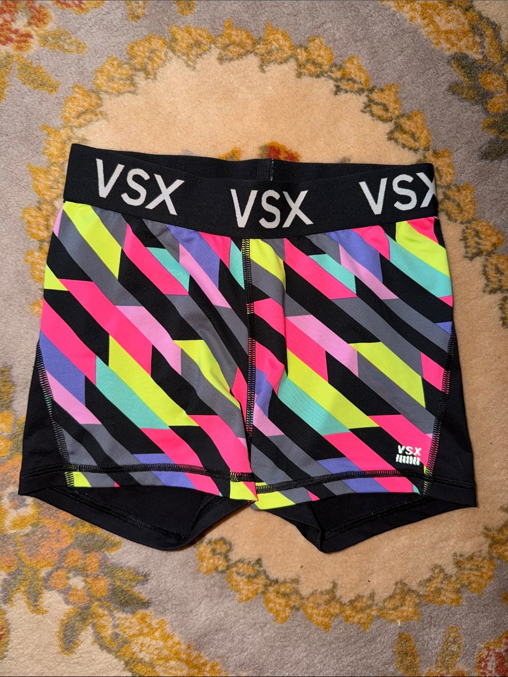 Women’s VSX Sport Black Neon Multi-Stripe Performance Shorts XS